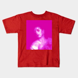 Beautiful girl, her skin consist from particles, glowing. Bright, pink. Kids T-Shirt